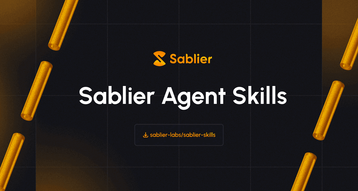 Sablier Agent Skills: Onchain Token Vesting — Powered by AI